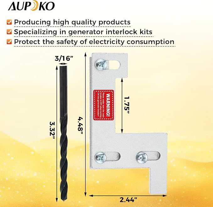 Aupoko Generator Interlock Kit Compatible with ITE, Gould, Murray, Siemens 150 or 200 Amp Panel, Electrical Interlock Kit, 1 1/4 Inch Spacing Between Main Circuit Breaker and Generator Circuit Breaker