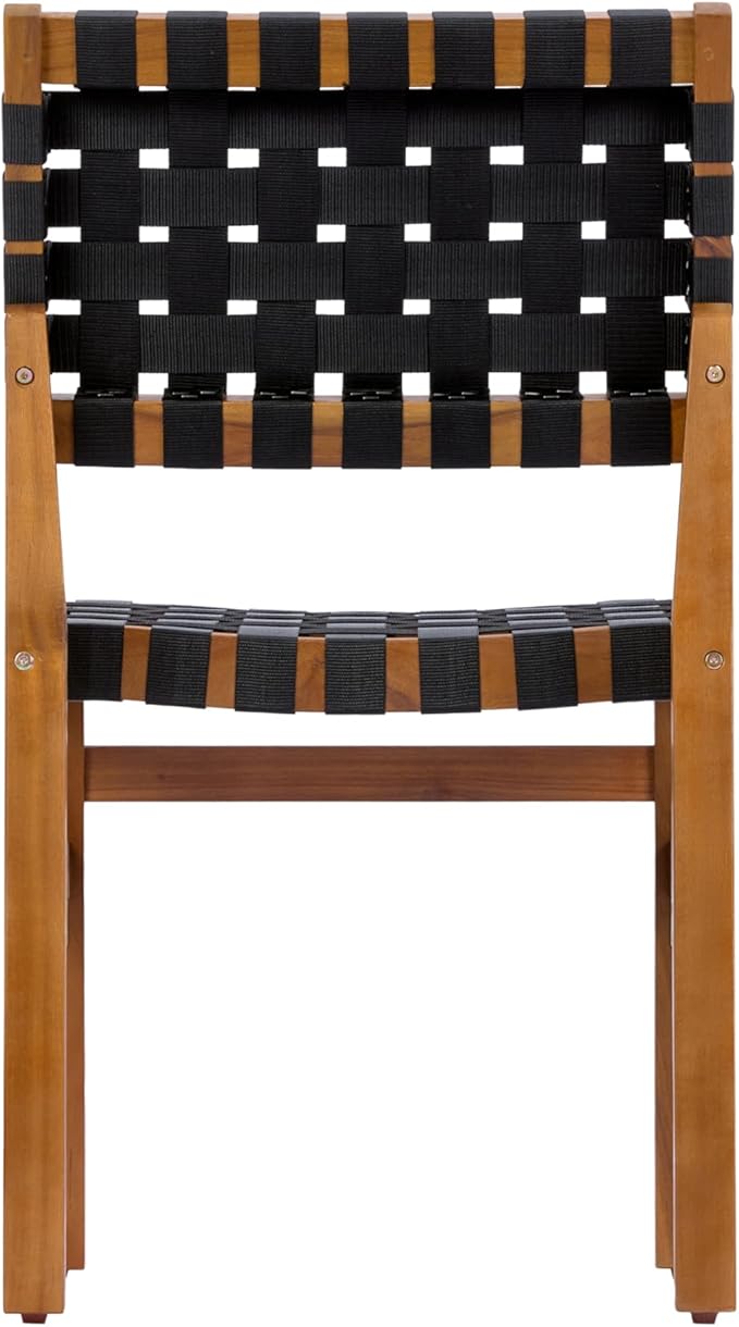 Christopher Knight Home Balew Acacia Wood Patio Dining Set for 4, Solid Wood Outdoor Dining Table Set for 4, 5 Piece Outdoor Dining Set with Rectangular Table and Woven Rope Accents, Teak+Black