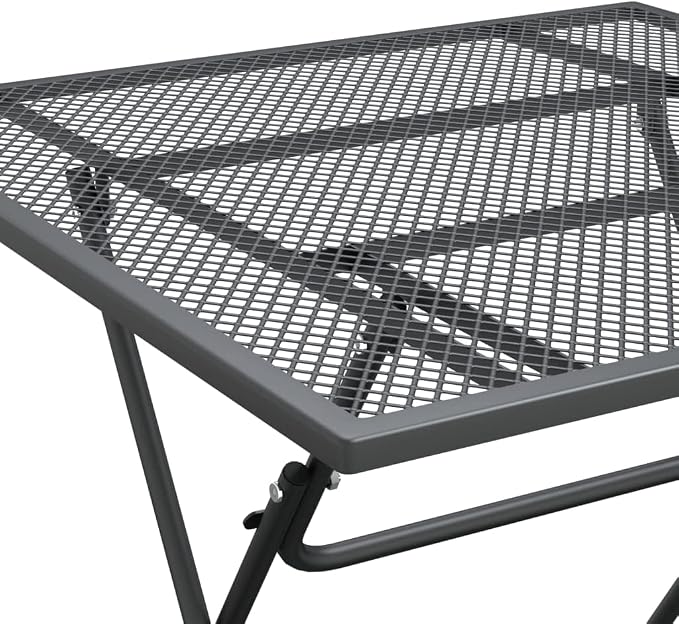 5 Piece Patio Dining Set Expanded Metal Mesh Anthracite | Foldable Design, E-Coating Finish, Weather-Proof, Space Saving for Outdoor Use