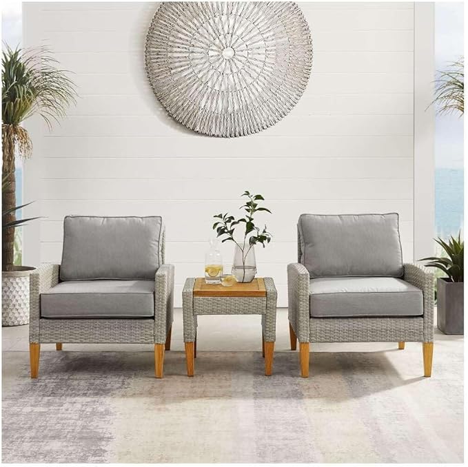 Maykoosh Outdoor Chair Set 3 Piece Patio Conversation Set with Table & Cushions