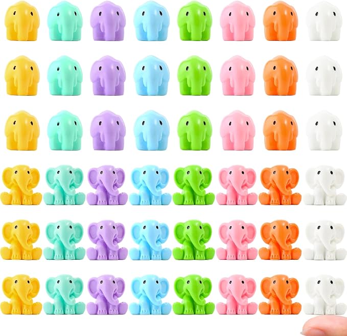 48 Pieces Small Elephant Figurine, 8 Colors Miniature Animal Figurines Tiny Resin Elephants to Hide for Landscape Garden DIY Craft Home Decor