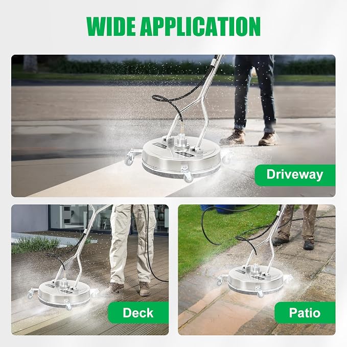 18 Inch Pressure Washer Surface Cleaner FAHKNS 18" Power Washer Accessory for Driveways Sidewalks Patios Decks,4 Wheels,1/4" Quick Plug,4000PSI Surface Cleaner