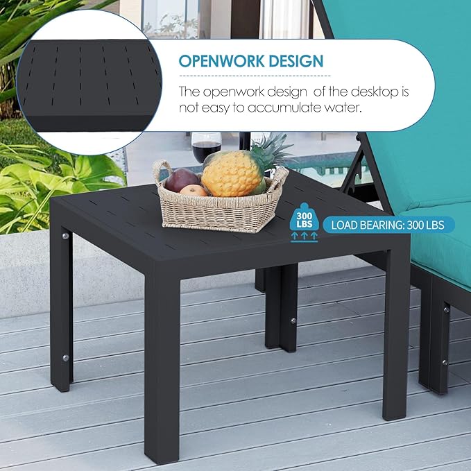 NICESOUL 14 Person Modern Aluminum Outdoor Patio Furniture Set with Chaise & Side Table, 29" Wide Deep Seating, Water Resistant Modular Sectional Couch, Oversized Conversation Set for Poolside, Teal