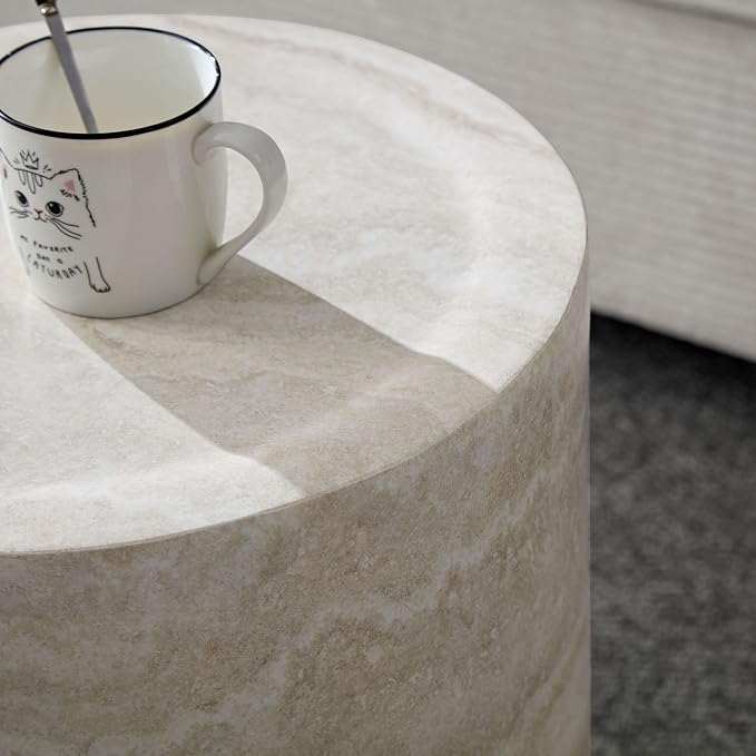 15.6" Round Coffee Table,Matte Living Room Tables Round Coffee Tables, Side Table and Center Table for Living Room Bedroom Balcony Lounge Home Office, No Assembling, Beige
