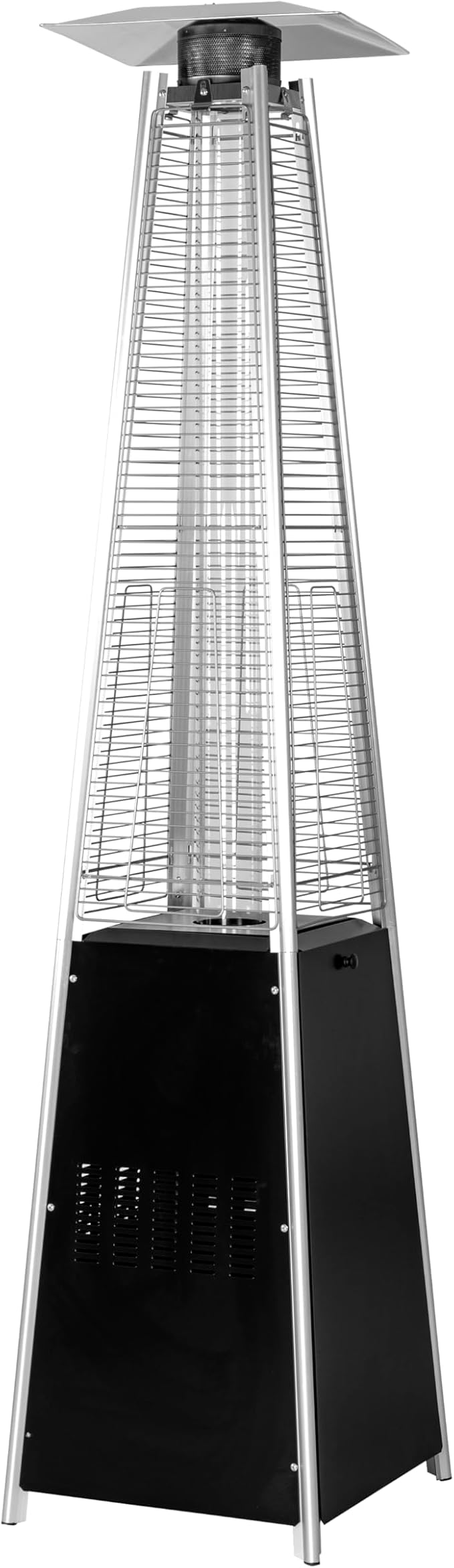 Nuu Garden 48,000 BTU Outdoor Pyramid Propane Patio Heater with Glass Tube, Removable Iron Heater with Wheels for Backyard, Garden, Porch, Patio, Black