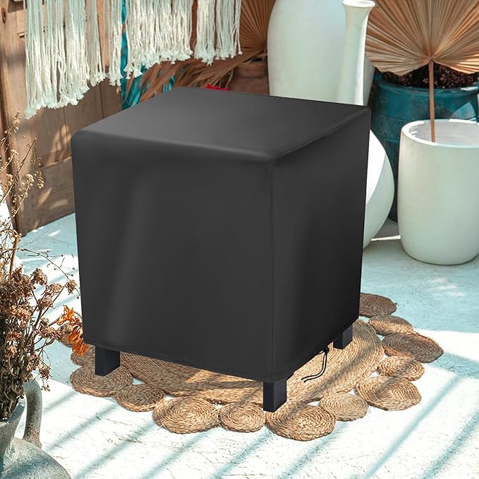 Outdoor Table Cover, Outdoor Ottoman Cover, Waterproof Heavy Duty Covers for Grill Cart, Outdoors Prep Table Covers for Rectangular Patio Furniture, 36x24x18 inch, Black