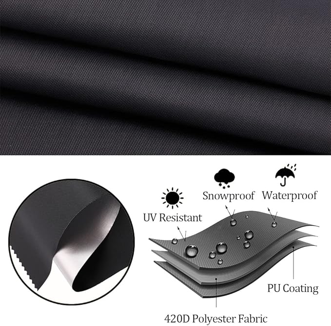 Outdoor Bar Height Dining Set Cover Heavy Duty Waterproof Patio Dining Set Cover for Rectangular 6 - Person 60'' Long Bar Height Dining Set, Black
