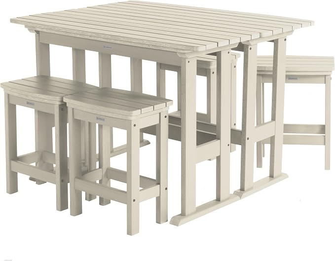 Highwood Lehigh 6pc Counter Height Balcony Dining Set, Whitewash