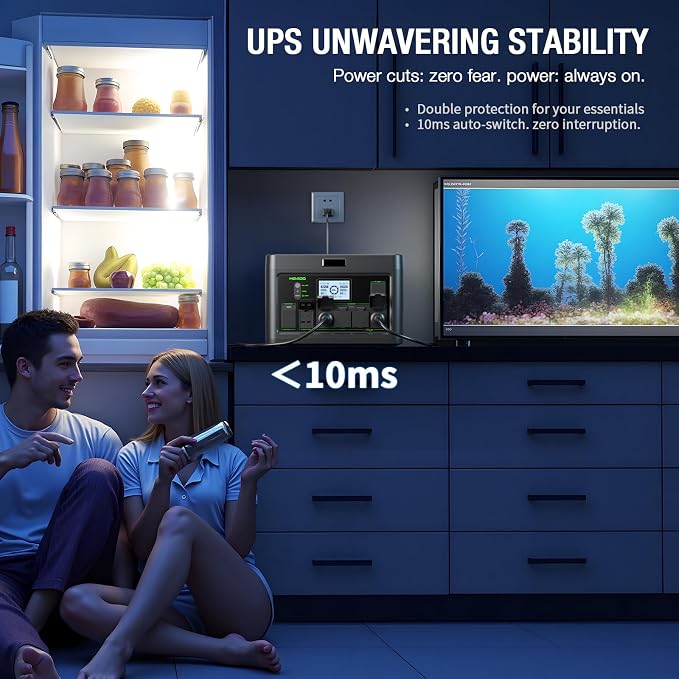 Portable Power Station 2400W (Peak 4800W), 1843.2Wh LiFePO4 Solar Generator, 12 Outlets with 100W USB-C PD Fast Charging, Pure Sine Wave AC for Home Backup, RV Camping, Emergency & Off-Grid Living