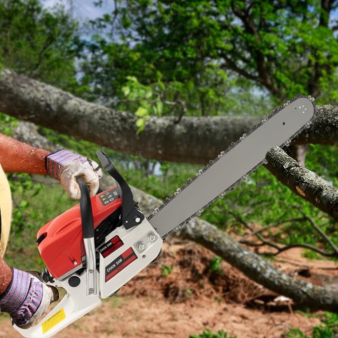 20-Inch Gasoline Chainsaw, 52CC 2000W 2-Stroke Portable Gas Powered Chain Saw, 7500RPM High Speed Single Cylinder Air-Cooled Cordless Hand Pull Start Chainsaw for Wood Cutting Gardening