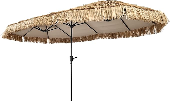 13ft Thatch Umbrella Tiki Bench umbrella With Crank, Water-resistant for Bench, Patio,Pool