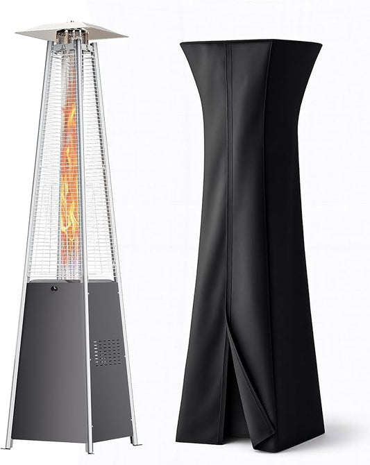 Pyramid Patio Heater, Outdoor Heater 48,000 BTU with Wheels & Weather-Resistant Cover, Triple Protection System for Large Spaces (Commercial Patio, Rooftop, Event) (1 heater)