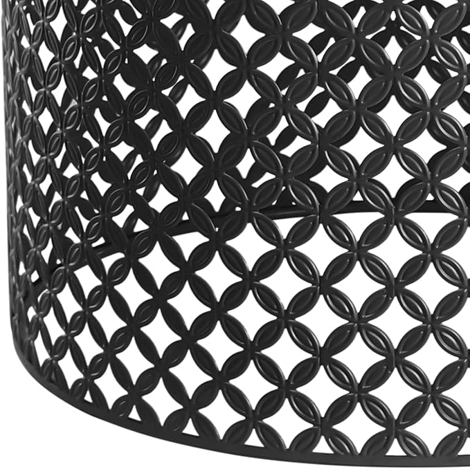 Outdoor Side Table Set of 3, Modern Metal Frame End Table Decorative Coffee Table, Round Cylindrical Patio Accent Table for Indoor Outdoor Garden Backyard Lawn Yard (Black)