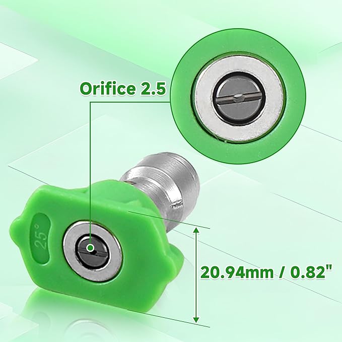 Tool Daily Pressure Washer Tips, 25 Degree Green Power Washer Nozzle Tips 7 Pack with Nozzle Holder, 1/4 Inch Quick Connect, 4000 PSI