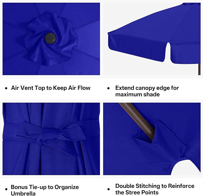MASTERCANOPY Valance Patio Umbrella 9 ft Replacement Canopy for 8 Ribs-Blue Canopy Only