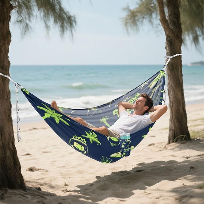 Summer Green Blue Elements 330lb Capacity Hammocks with Tree Straps Hanging Hammock for Outside Patio Backyard Poolside hamacas para adultos 2 Personas