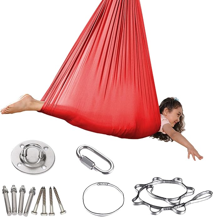 Talent Star Sensory Swing,Children Hammock,Sensory Swing for Kids with Special Needs Therapy Swing Cuddle Swing Indoor Outdoor for Child & Adult with Aspergers Sensory Integration Red