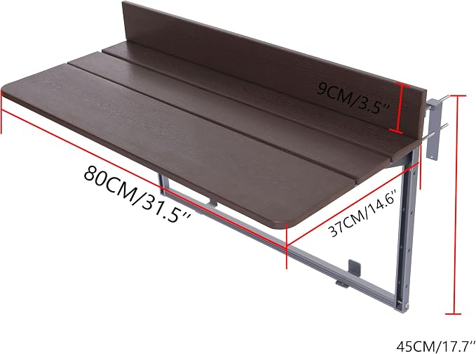 Foldable Balcony Bar Table for Railings, Folding Hanging Deck Rail Table for Small Apartment Patio,Outdoor Garden, 5-Level Adjustable Height, Rustproof,Weather Resistant, Easy Assembly