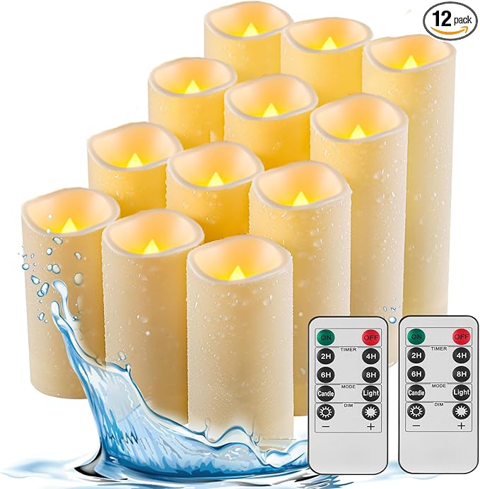 Outdoor Waterproof LED Candle Lamp with Remote Control Indoor Bedside Lamp Battery Candle, The Night Light is Dimmable Candle 12pcs It is Suitable for Decorative Lighting atmospheres