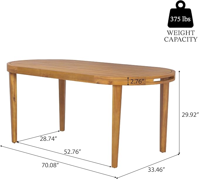 Christopher Knight Home Domac Acacia Wood Dining Table Set for 6, Solid Wood Outdoor Dining Set for 6, Oval Patio Dining Table and Chair Set with Cushion & Rope Accent, Cream Beige + Oatmeal + Teak