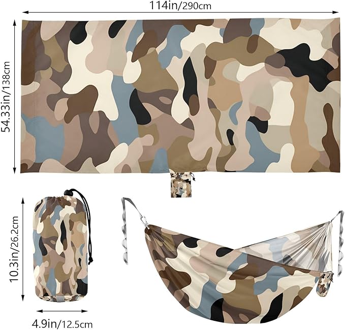 Camouflage Retro 330lb Capacity Outdoor Hammock with Hanging Rope Fabric Hammock for Outside Beach Patio Garden capas para la Lluvia