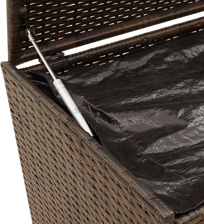 Outdoor Garden Storage Box 283L, Weather-Resistant PE Rattan Deck Box for Patio Furniture Cushions, Large Waterproof Storage Container with Lid, Brown