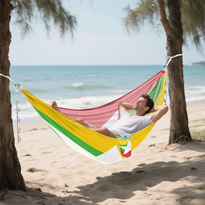 National Flag of Myanmar Hammocks with Portabl Carry Bag Backyard Hammock for Indoor Outdoor Patio