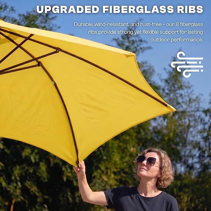 7.5ft Patio Umbrella, Outdoor Table Market Umbrella with Smooth Crank Lift, 6 Windproof Fiberglass Ribs, UPF50+ UV Protection for Deck, Pool, Garden and Backyard