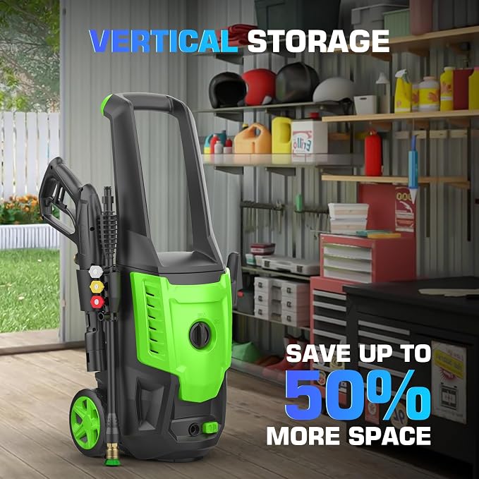 Professional 𝐏𝐫𝐞𝐬𝐬𝐮𝐫𝐞 𝐖𝐚𝐬𝐡𝐞𝐫 𝟓𝟎𝟎𝟎𝐏𝐒𝐈, 4.0GPM Portable Power Washer with 4 QC Nozzles and Soap Bottle, Cleaner Machine for Cars/Home/Driveways/Patios/Decks/Fences, Green