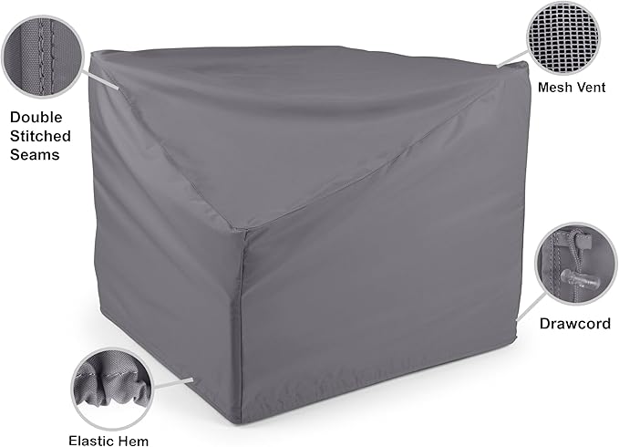 Covermates Outdoor Corner Sectional Chair Cover - Water Resistant Polyester, Drawcord Hem, Mesh Vents, Seating and Chair Covers, 34W x 34D x 30H, Charcoal
