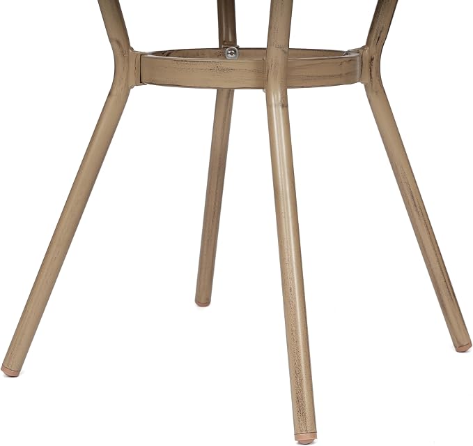 Flash Furniture Lourdes Indoor/Outdoor Commercial Bistro Table - Tempered Glass Top - PE Rattan - Lt NAT Bamboo Print Aluminum Frame - 31.5" - NAT/White