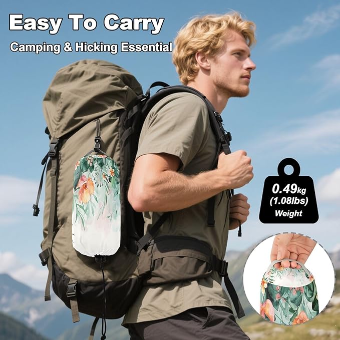 Qilmy Flower Camping Hammock Single – 330 lbs Capacity, Lightweight with Tree Straps & Carabiners, Portable for Hiking, Travel, Backpacking