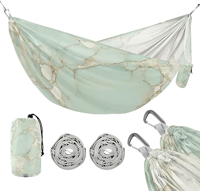 Green Gold Luxury Marblexture 330lb Capacity Outdoor Hammocks with Portabl Carry Bag Portable Hammock for Indoor Outdoor Patio hamaca inflable para Piscina