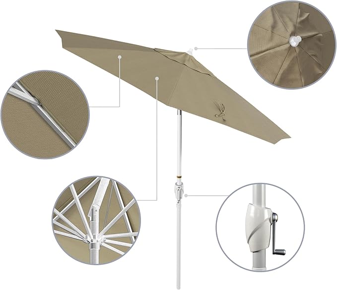 California Umbrella 7.5' Rd Aluminum Patio Umbrella, Crank Lift