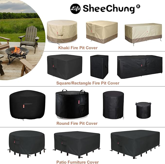 SheeChung Patio Furniture Cover Rectangular 98"L x 78"W x 32"H,Waterproof Outdoor Furniture Cover,Heavy Duty Outdoor Sectional Sofa Set Covers,Patio Table Chair Set Covers Weather Resistant