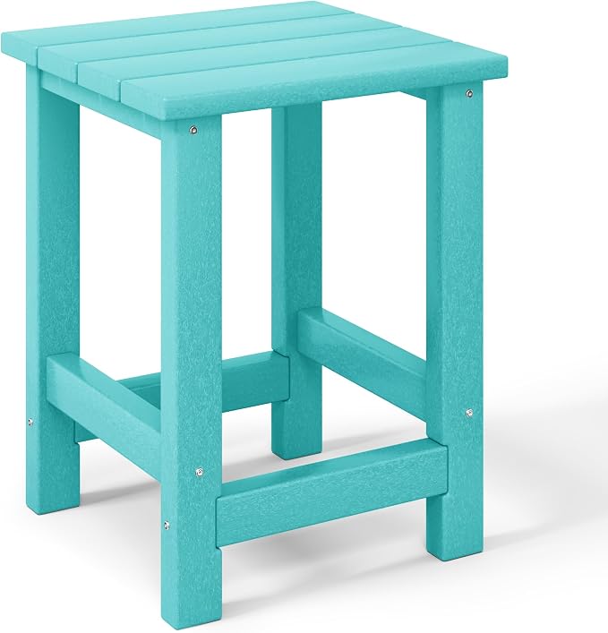 WestinTrends Malibu Kids Outdoor Patio Furniture HDPE Adirondack Square Side Table, Turquoise