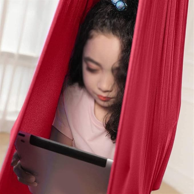 Therapy Swing for Kids and Teens, Cuddle Hammock Children with Autism, ADHD, Aspergers and Sensory Integration (Color : Red, Size : 150x280cm/59x110in)