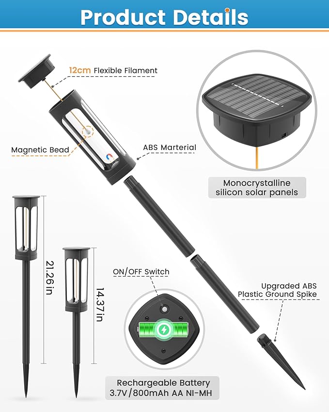 VOLISUN Solar Pathway Lights,12 Pack LED Solar Lights Outdoor Waterproof, Landscape Lighting,Warm Color Solar Path Lights,Landscape Lights,Solar Garden Lights for Yard Lawn Driveway Walkway