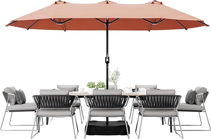 Joyside 13FT Large Patio Umbrella, Outdoor Double Sided Umbrella, Rectangle Umbrella with Crank Handle, 12 Sturdy Ribs for Deck, Porch and Pool