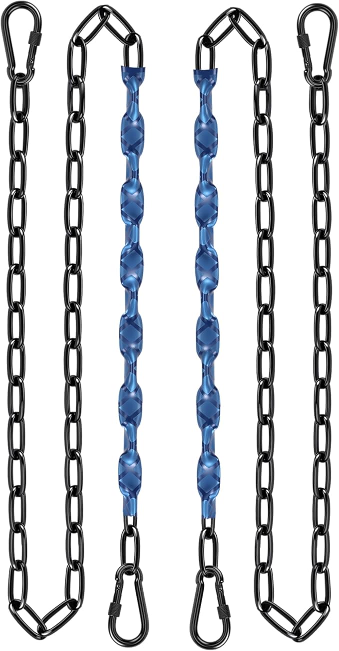 64inch Hanging Swing Chair Chain (2)+ 4 Free Quick Links, 1000LB Load Bearing,Indoor and Outdoor Playground Swings, Hammocks, Sandbags Swing Chains (Blue, 2 Pack 64 Inch)