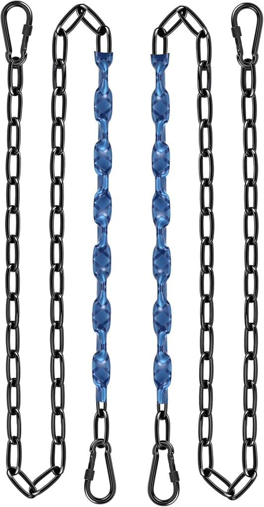 64inch Hanging Swing Chair Chain (2)+ 4 Free Quick Links, 1000LB Load Bearing,Indoor and Outdoor Playground Swings, Hammocks, Sandbags Swing Chains (Blue, 2 Pack 64 Inch)