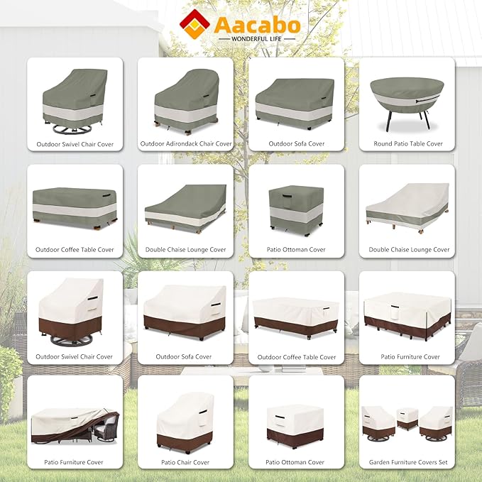 Patio Furniture Set Covers for 3 Piece Outdoor Bistro,Waterproof 100% Outdoor Furniture Cover for 2 Swivel Chairs and Coffee Table,Beige