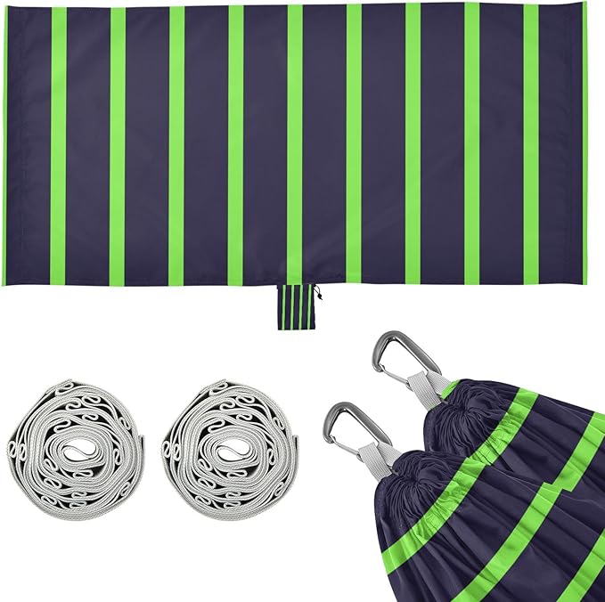 Black Green Simple Stripe 330lb Capacity Hammocks for Camping with Tree Straps Rope Hammock for Patio Backyard Lounge Base sillas para acampar