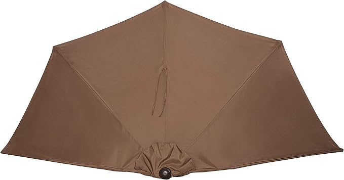 Half Patio Umbrella - 9ft Outdoor Patio Canopy with Easy Hand Crank - Condo, Townhouse, or Balcony Furniture by Villacera (Brown)