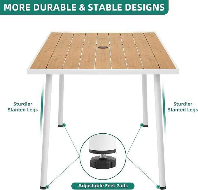 YITAHOME Outdoor Patio Dining Set 6 pcs 59" Outdoor Table and Chairs Patio Dining Furniture Sets for 6 with Chairs & Table & Bench Outdoor Dining Table Set for Garden Lawn Porch Indoor