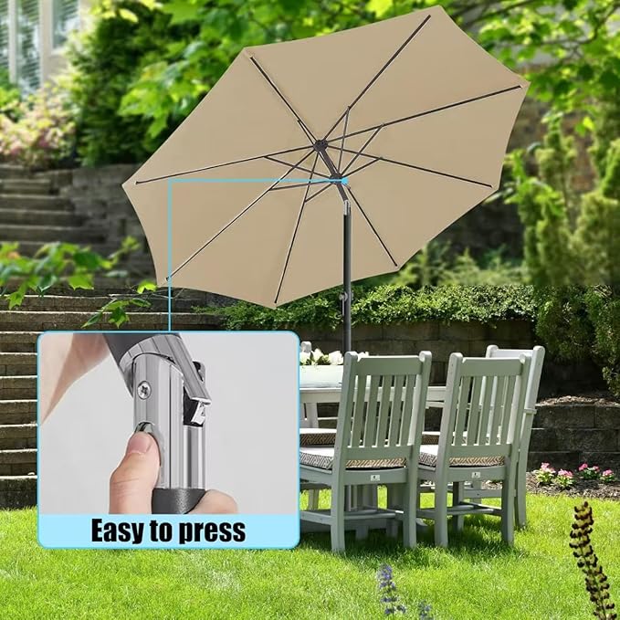 Patio Umbrella Accessories, Outdoor Umbrella Replacement Parts, Push-Button Tilt Adjustment for Garden Umbrellas, Silver (1.9inch)