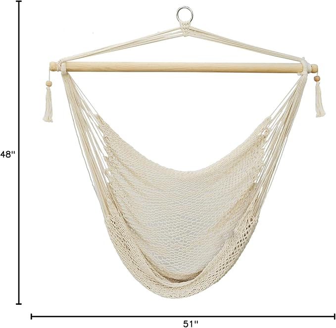 Strong Camel Hanging Caribbean Polyester Hammock Chair 48 Inch (White)