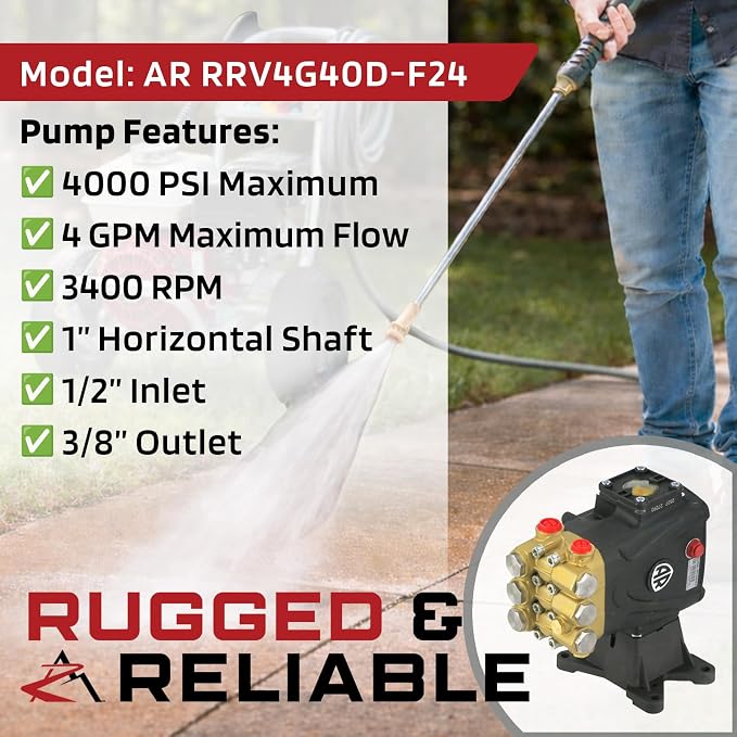 The ROP Shop 4000 psi, 1" Shaft, Horizontal Pressure Washer Water Pump & Deluxe Spray Kit