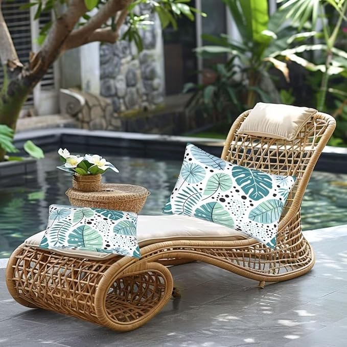 Outdoor Pillows Waterproof Set of 2 Outdoor Pillow Covers 16x24 Inch, Simple Throw Pillows Plants Pillow Covers, Summer Garden Decorative Pillows Outdoor Pillows for Patio Furniture Home Decor -hs150