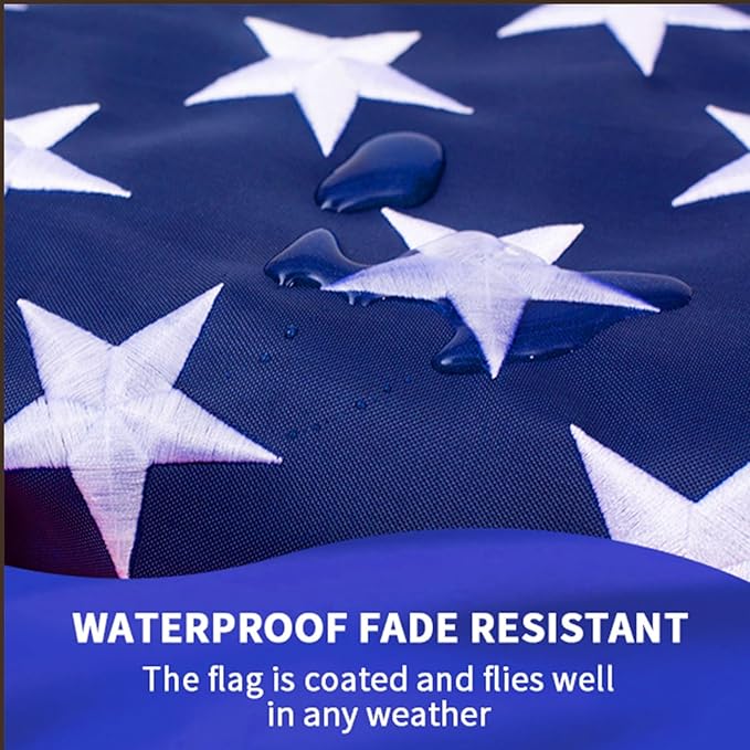 American Flags for Outside 2x3 Ft, Heavy Duty Outdoor US Flag with Waterproof Embroidered Stars, Sewn Stripes & Brass Grommets for High Wind, UV Fade Resistant